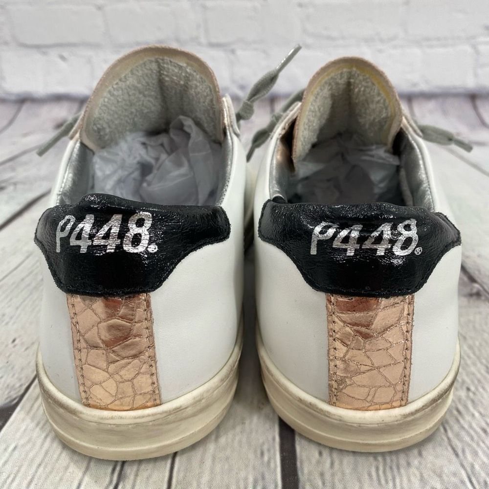 P448 White Sneakers with Rose Gold Accents - Picture 4 of 10